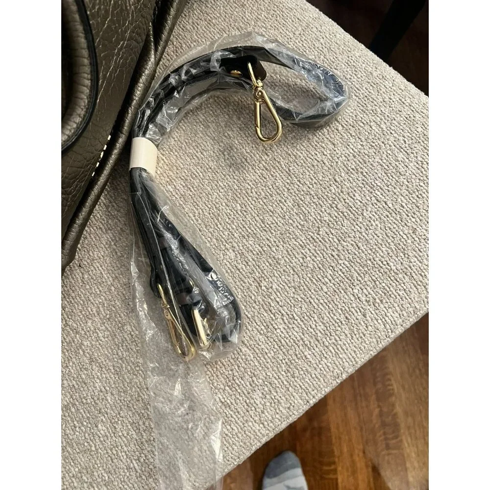 MCM Pebbled Leather Gray Satchel Bag